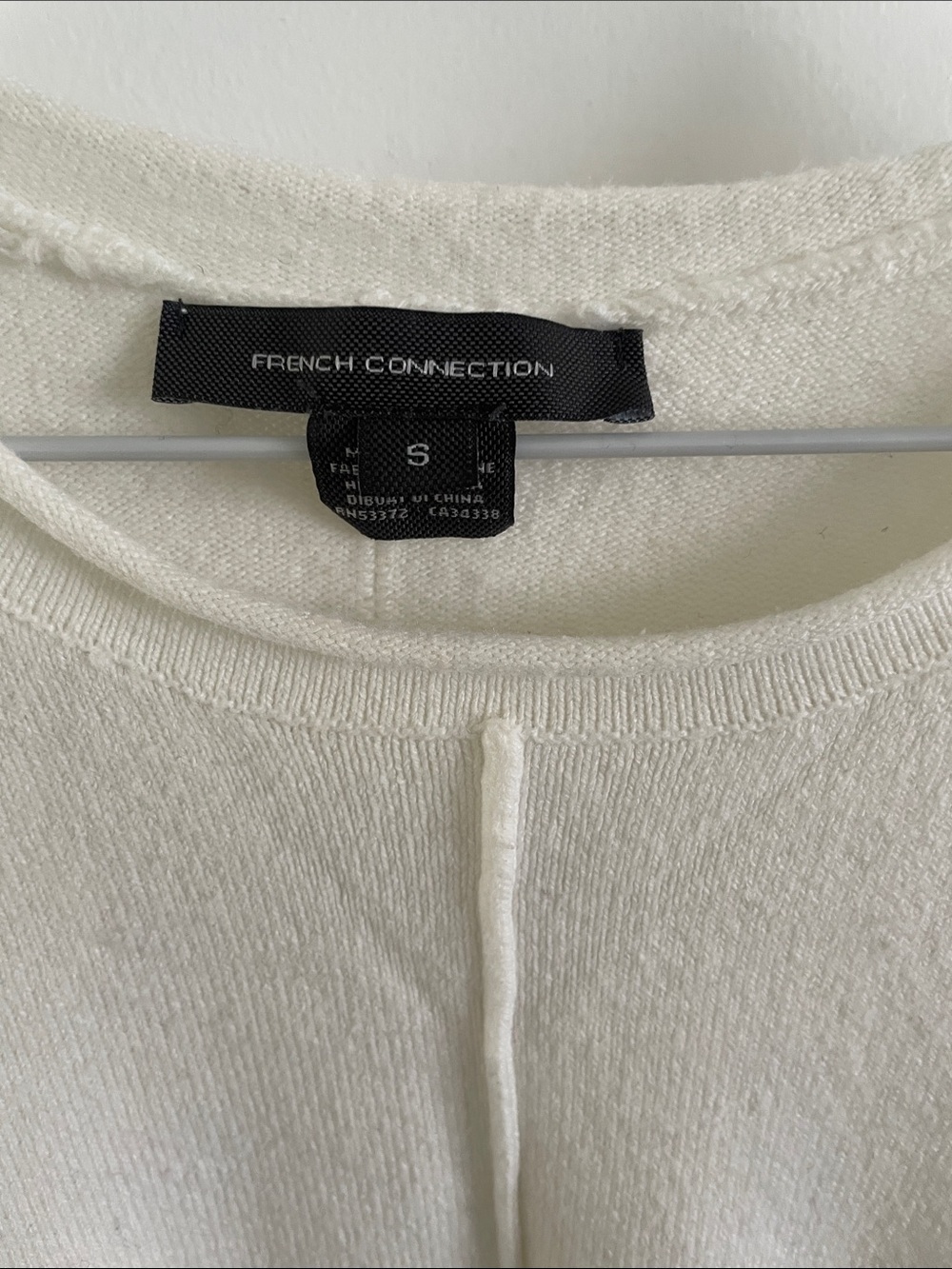 French Connection Cream Crewneck with Center Seam - Picture 2 of 4